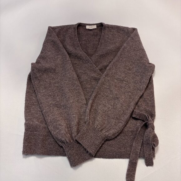 Loft Outlet Womens Ballet Sweater Faux Wrap Ballet Side Tie Brown L Petite - Picture 3 of 5